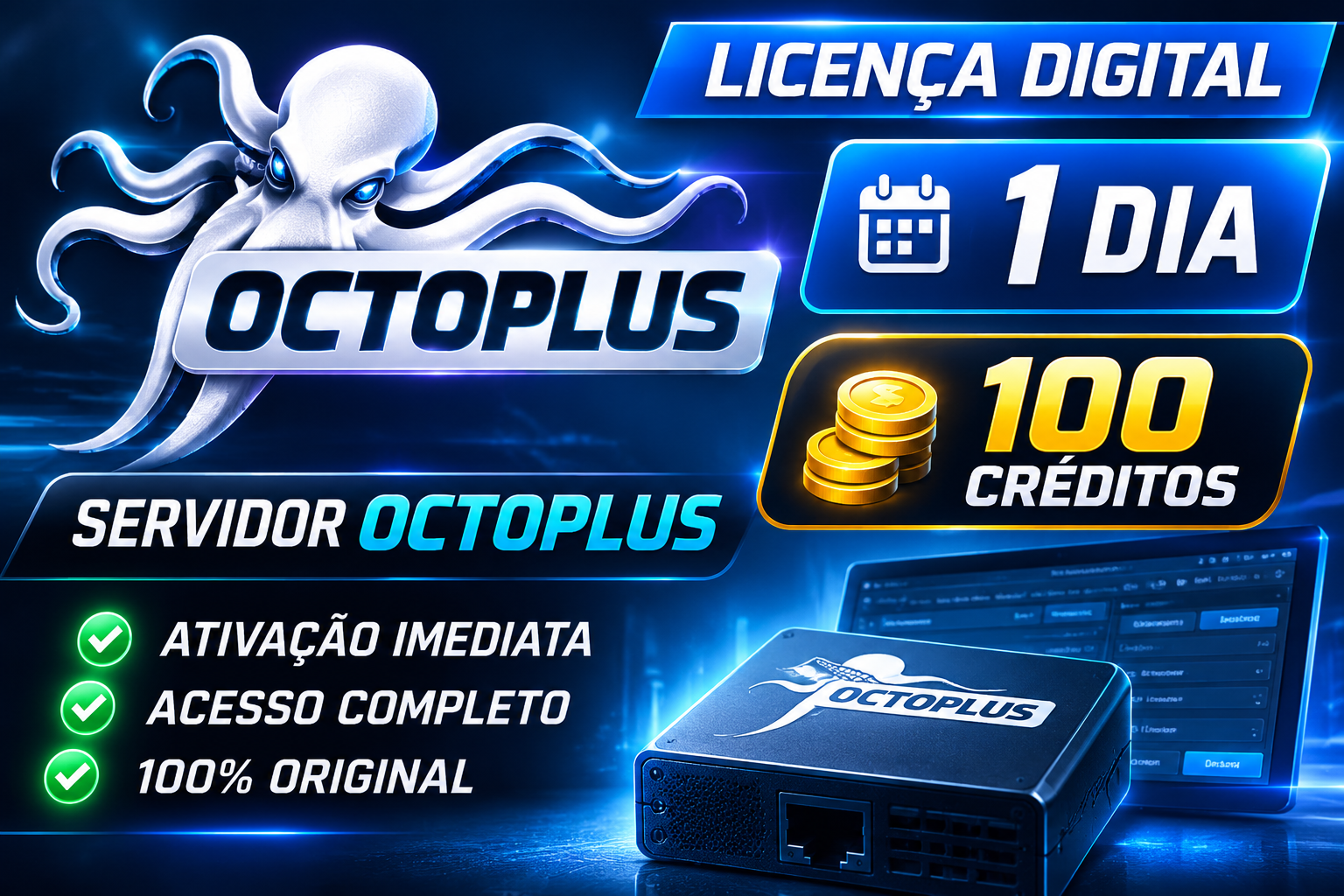 Octoplus Licença digital completa por 1 dia com 100 créditos