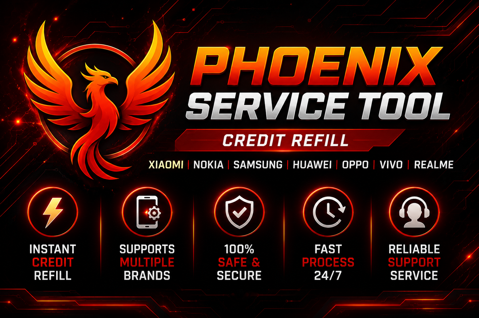 Phoenix Service Tool - Credit Refill (Xiaomi  Nokia  Samsung  Oppo  Realme  OnePlus)