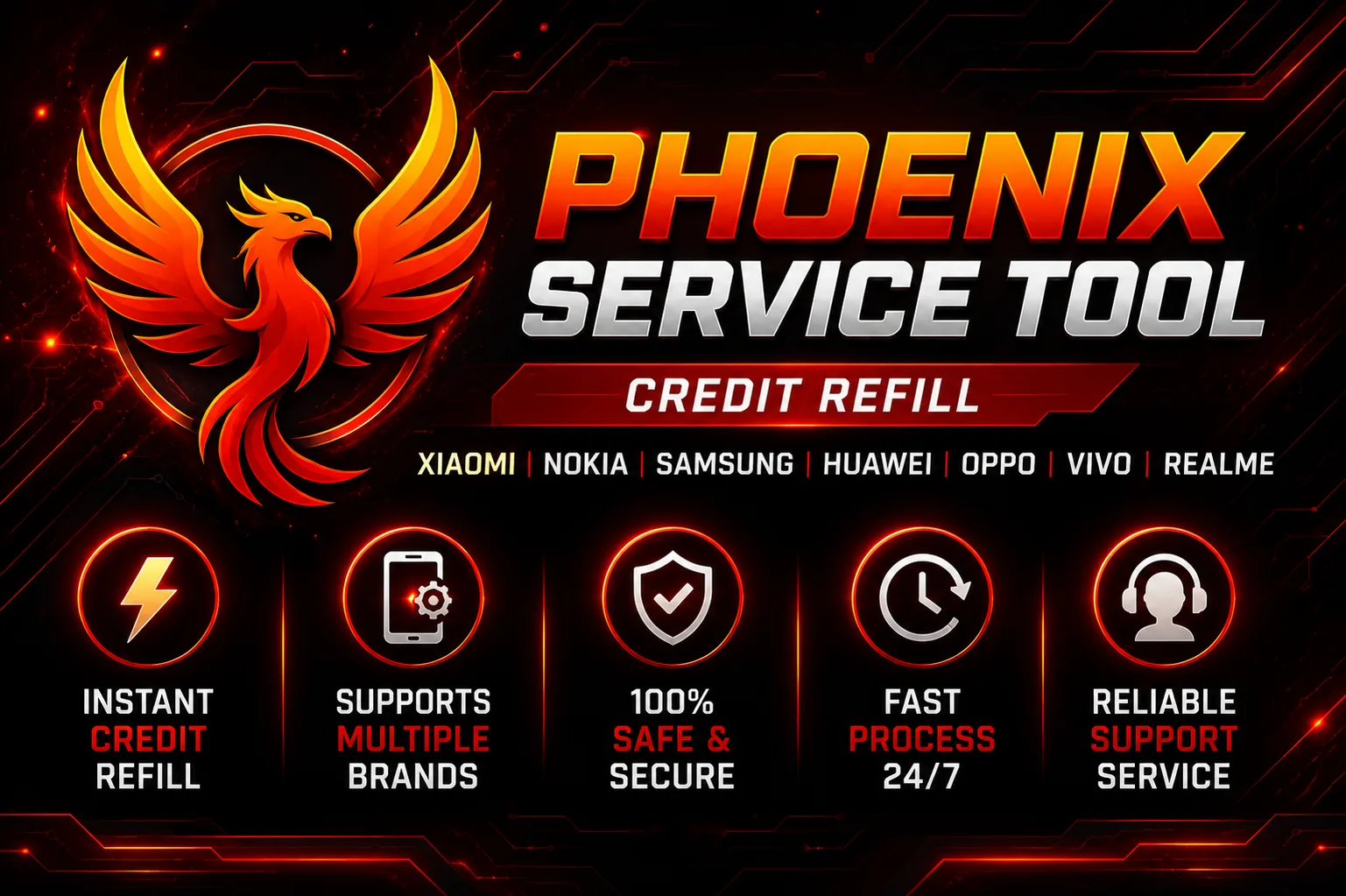 Phoenix Service Tool - Credit Refill (Xiaomi  Nokia  Samsung  Oppo  Realme  OnePlus)