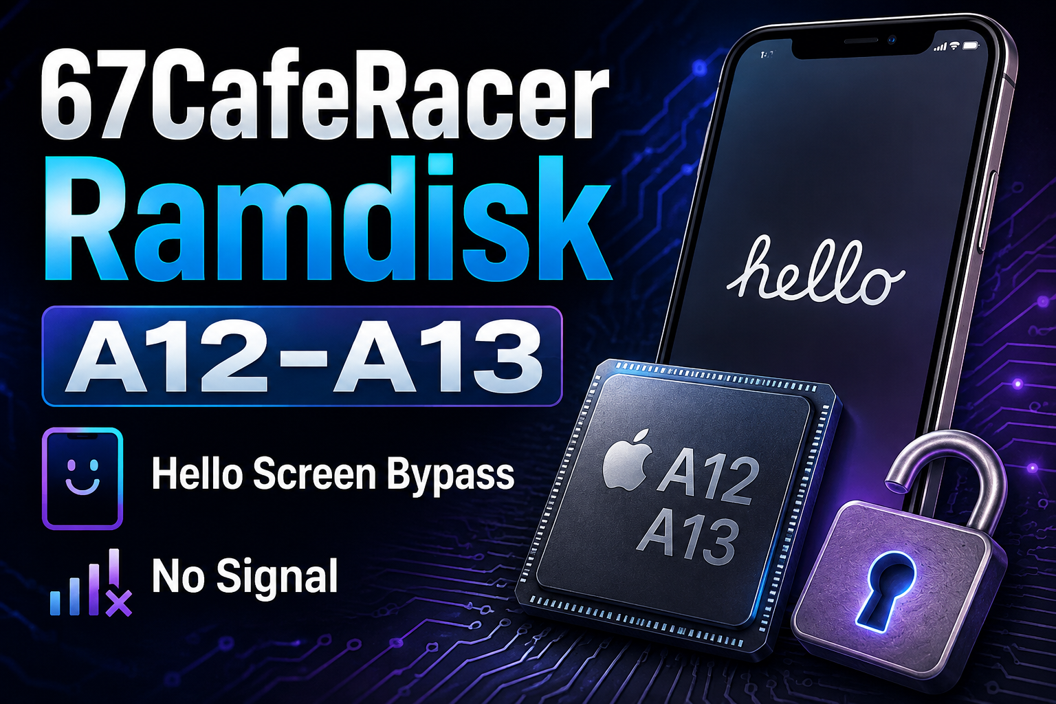 67CafeRacer Ramdisk for A12-A13 CPU Hello Screen Bypass No Signal  [ No Refund Any Request ] - Windows Tool