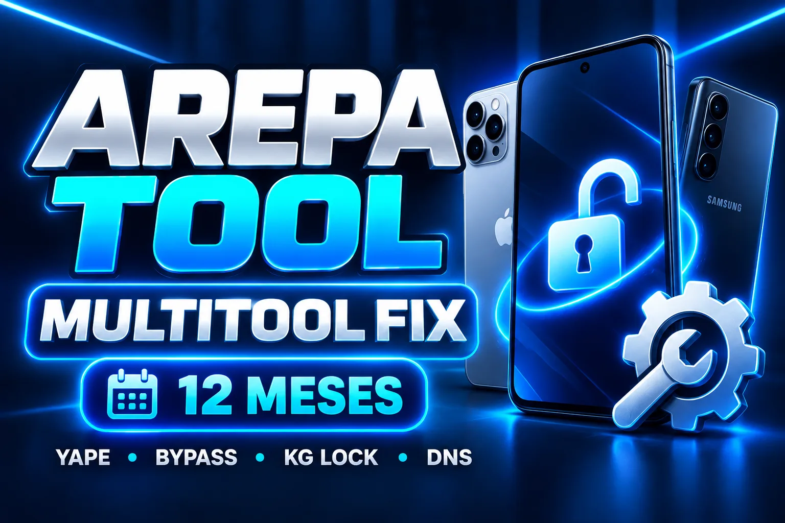 ArepaTool MultiTool Fix Yape, Bypass, KG Lock, DNS Ilimitado e Mais — 12 Meses