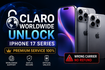 Claro Worldwide Unlock - Iphone 17 Series [Premium Service 100%]  (WRONG CARRIER NO REFUND) 