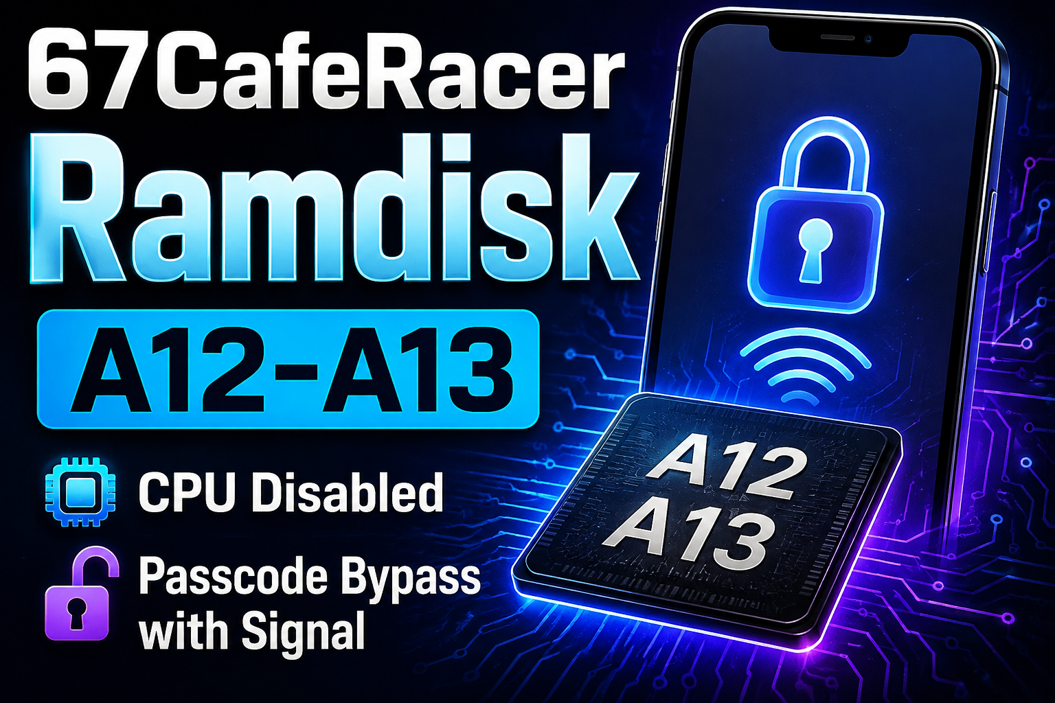 67CafeRacer Ramdisk for A12-A13 CPU Disabled / Passcode Lock Bypass with Signal [ No Refund Any Request ] - Windows Tool